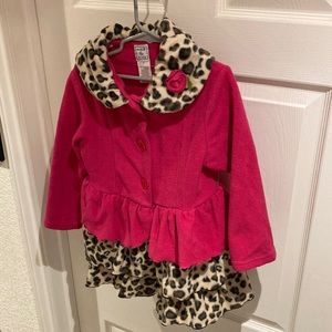 Mack & Co girls size 5 bright pink/faux leopard jacket
